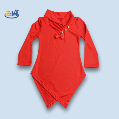 Girls V Neck Stylish Red Top