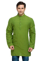 Shatranj Men's Indian Kurta Tunic â€“ Elegant Fine Stripe Banded Collar Shirt