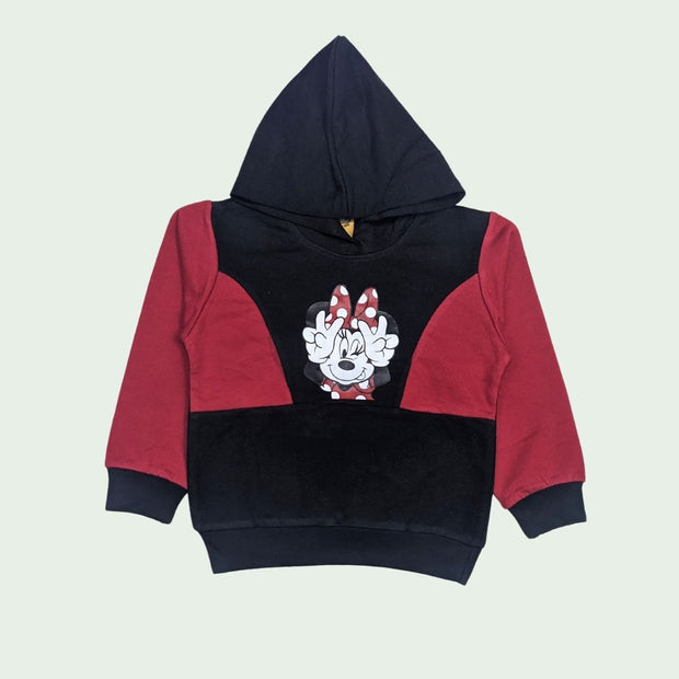 GIRLS PRINTED MINNIE FLEECE HOODIE - BLACK