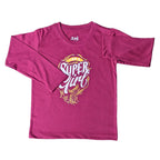 GIRLS FULL SLEEVE LYCRA JERSEY  2 PIECE PRINTED SUIT - PINK