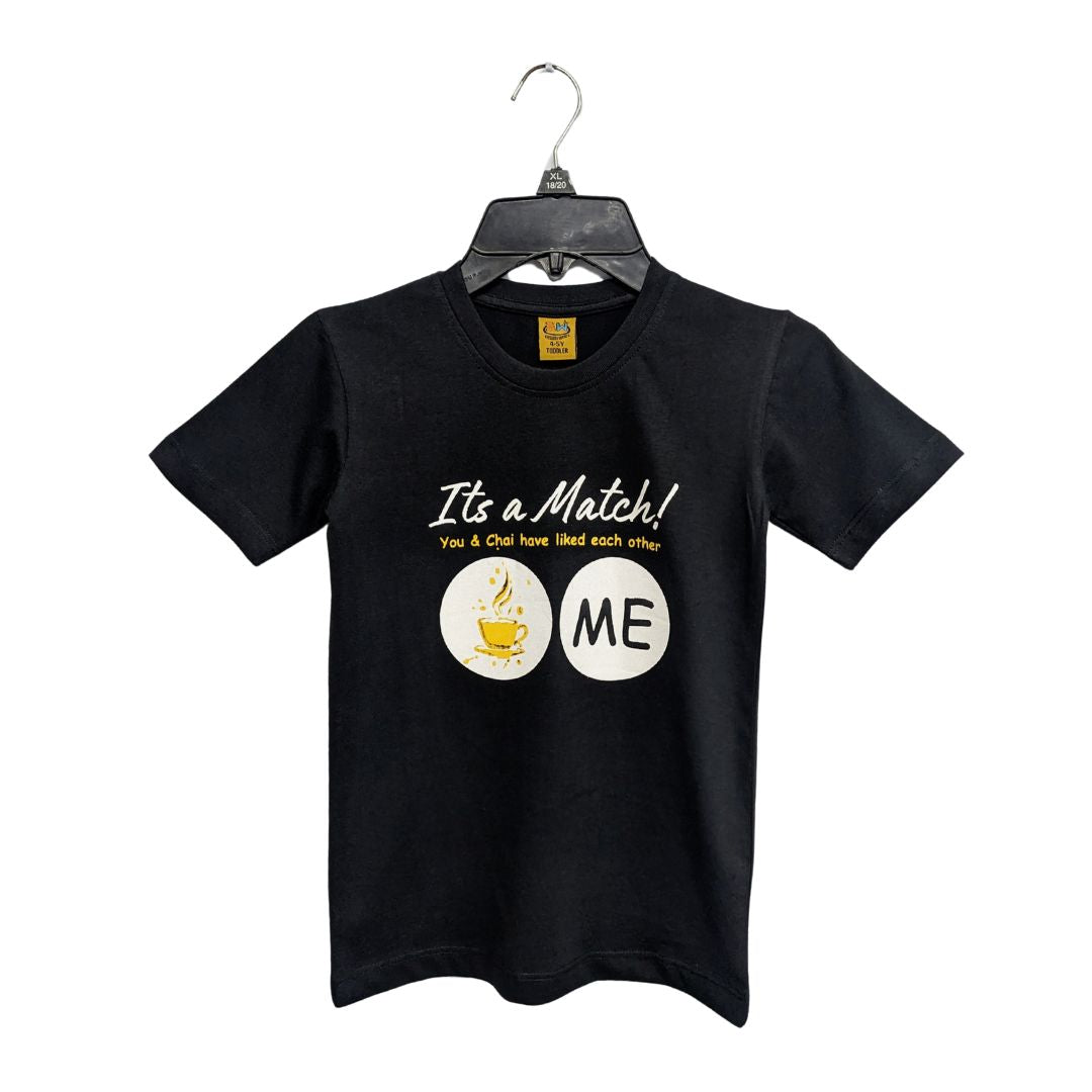 BOYS & GIRLS COTTON JERSEY PRINTED T-SHIRT BLACK