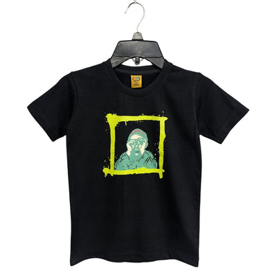 BOYS HEAVY COTTON JERSEY PRINTED T-SHIRT BLACK