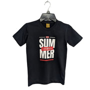 BOYS & GIRLS HEAVY COTTON JERSEY PRINTED T-SHIRT BLACK