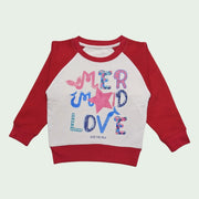 GIRLS REGLAN FLEECE SWEATSHIRT - RED