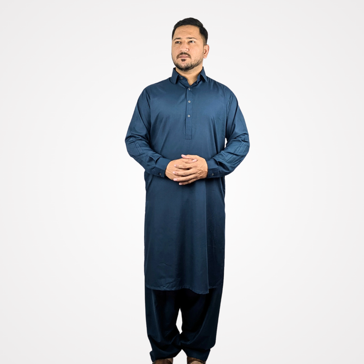 Men's Deep Blue Shalwar Kameez – Elegant & Timeless