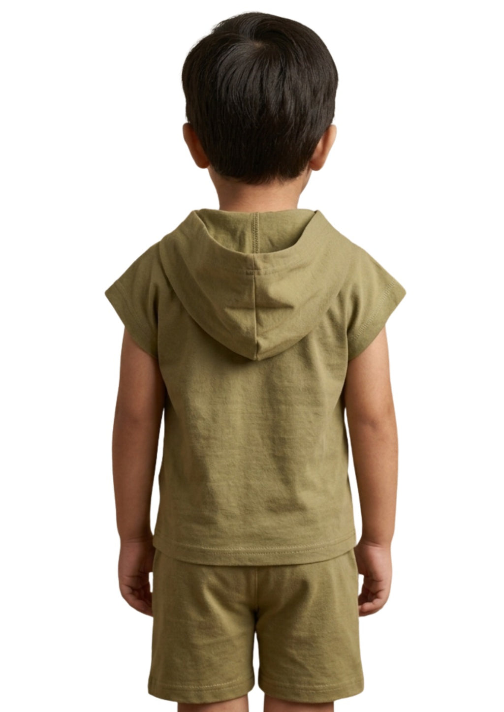 Boys' khaki Hooded Henley Tee & Shorts 2-Piece Co-ord Set
