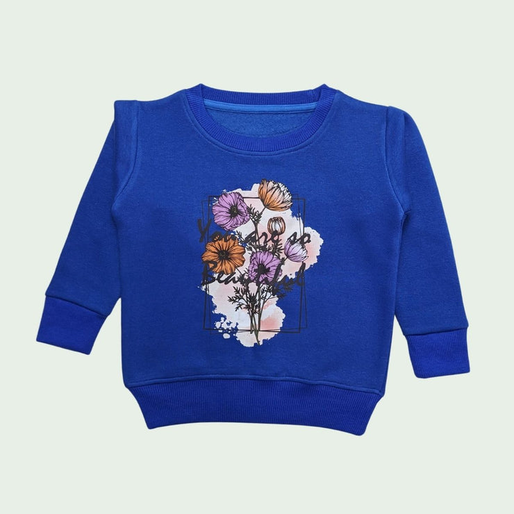 GIRLS Casual pRINTED fLEECE Sweatshirt - BLUE