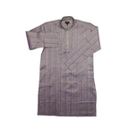 Shatranj Men's Indian Kurta Tunic â€“ Elegant Fine Stripe Banded Collar Shirt