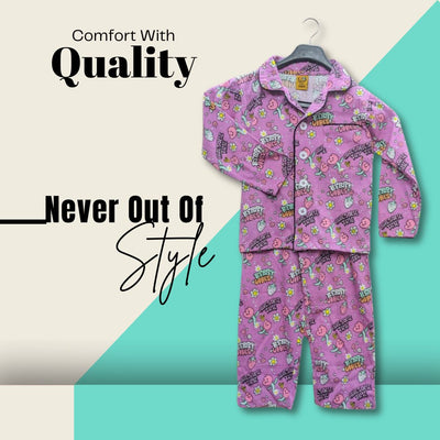 UNISEX BERRY VIBES PRINTED PURPLE NIGHT SUIT FOR KIDS