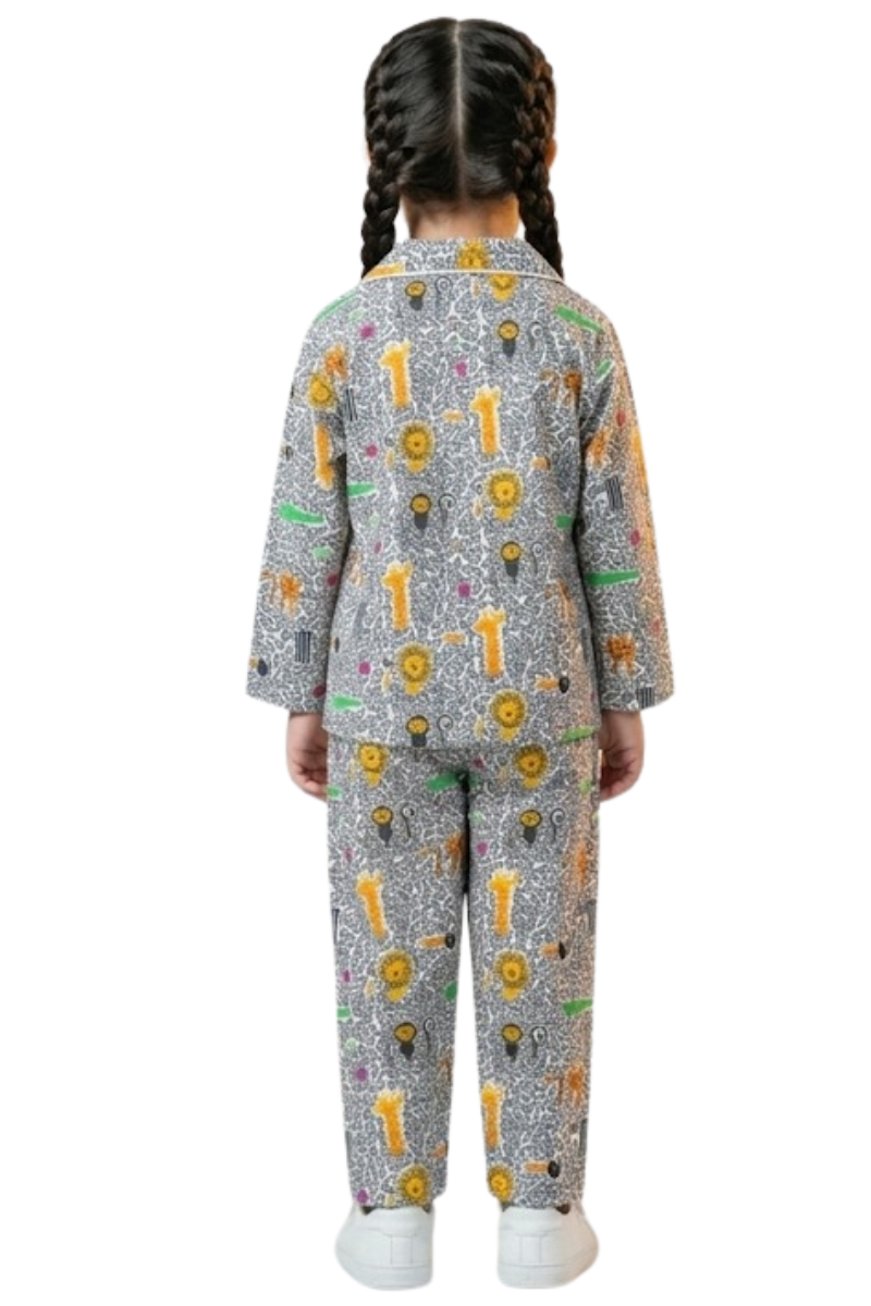 Unisex All Over Print Full Sleeves Night Suit For Kids