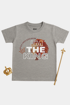 Kids’ “I’m the King” Haider Gray Graphic T-Shirt – Bold Lion Design