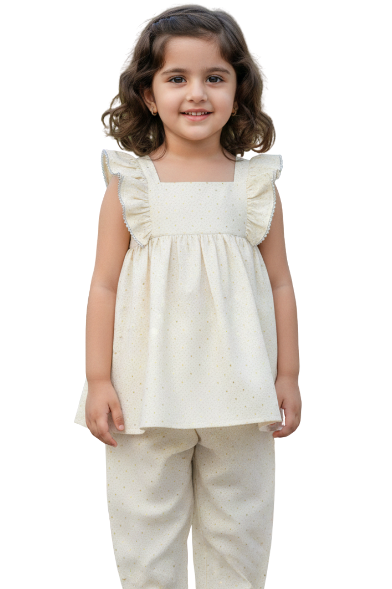 Sparkle & Sway Cream Ruffle Co-ord Set