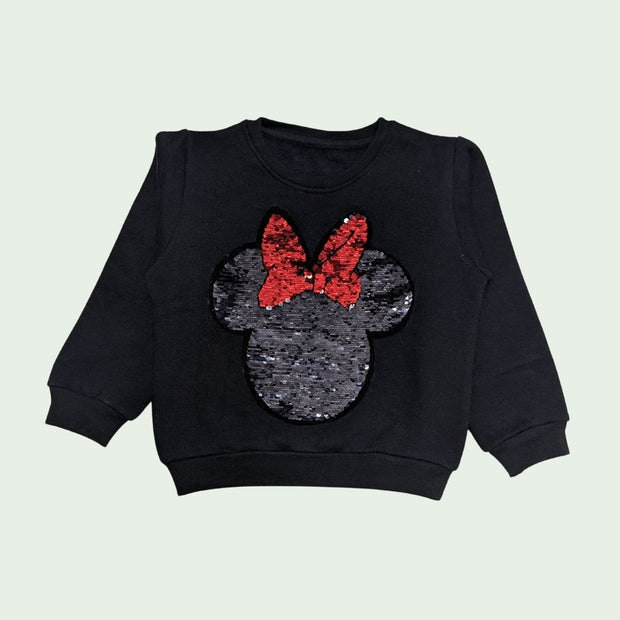 MINNIE FACE SEQUENCE SWEATSHIRT- H.GRAY