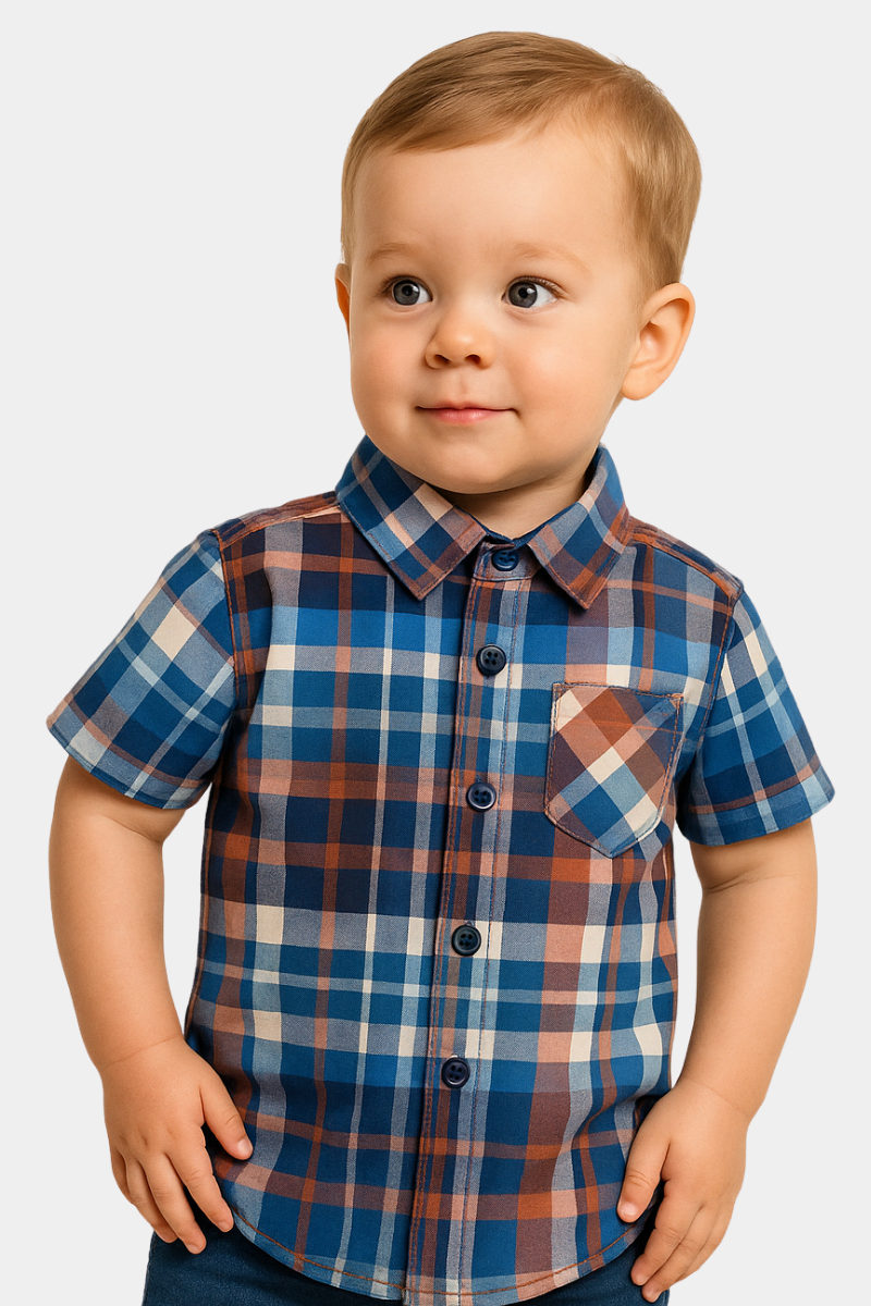 Toddler Boys Plaid Short Sleeve Shirt – Classic & Comfortable