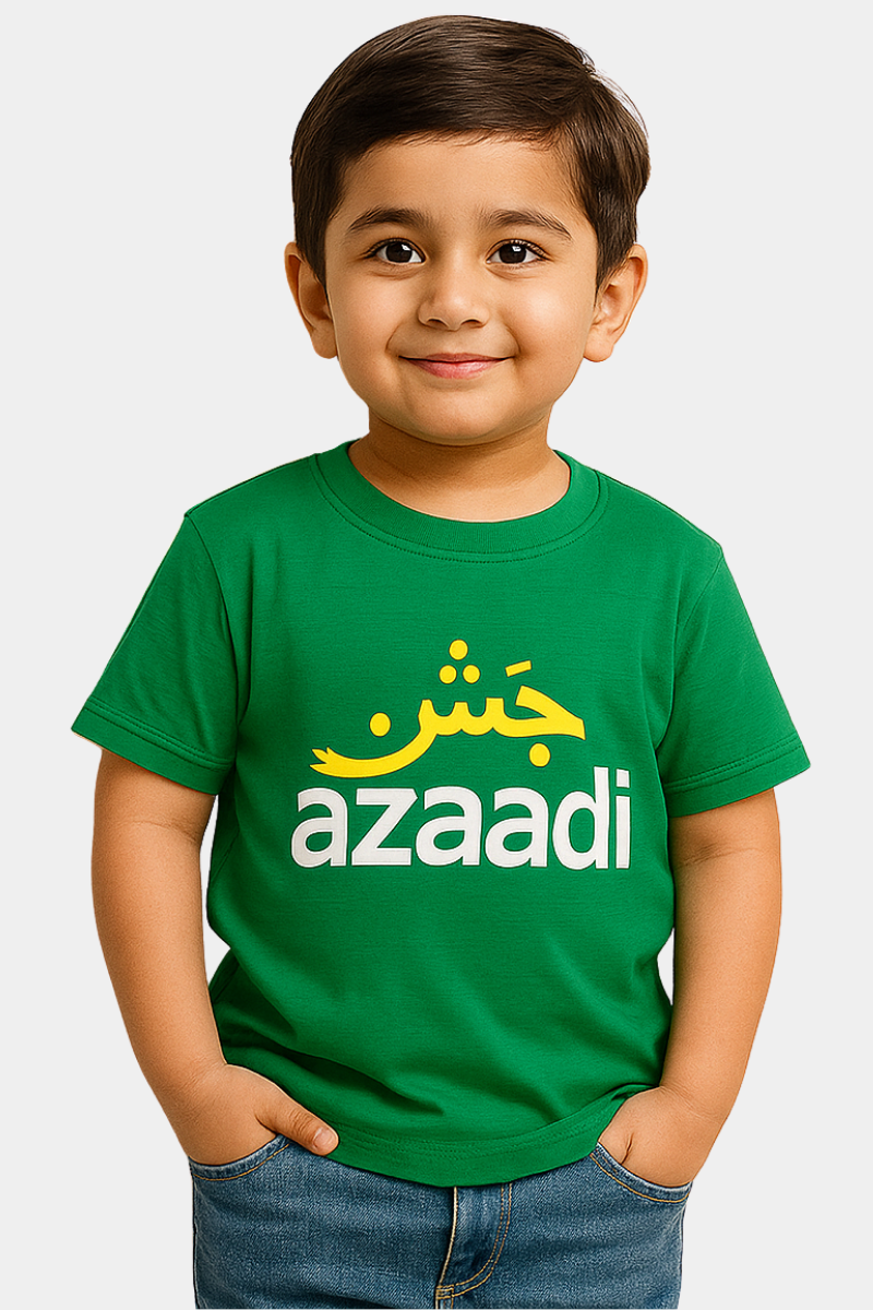 Jashn-e-Azaadi" Kids T-Shirt – Green | Independence Day Special