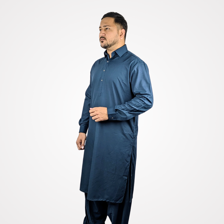 Men's Deep Blue Shalwar Kameez – Elegant & Timeless