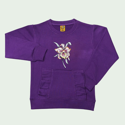 GIRLS COTTON TERRY SWEATSHIRT - D.PURPLE