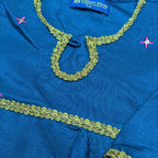 Elegant Teal Blue Girls' Frock & Trouser Set – Stylish & Comfortable Outfit