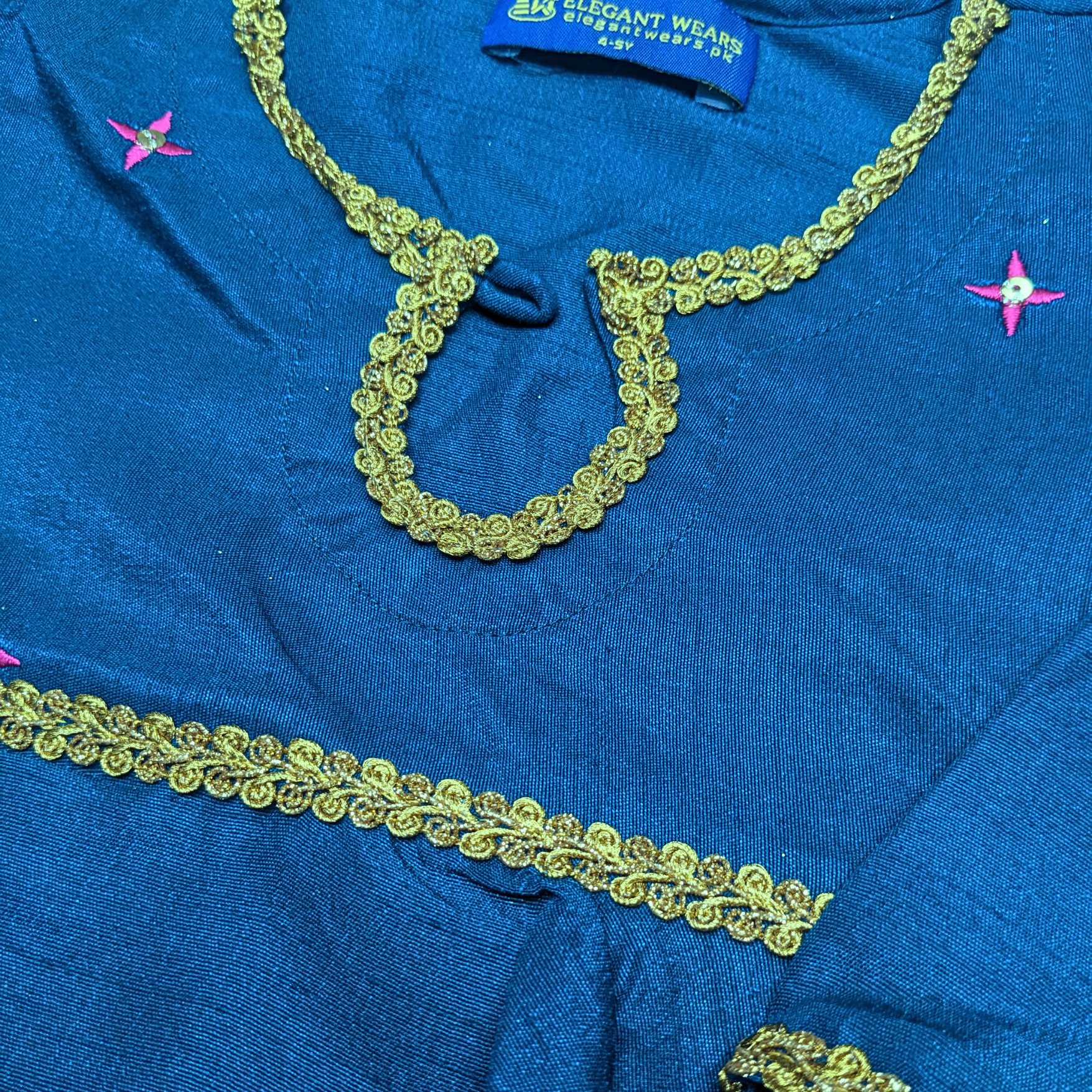 Elegant Teal Blue Girls' Frock & Trouser Set – Stylish & Comfortable Outfit