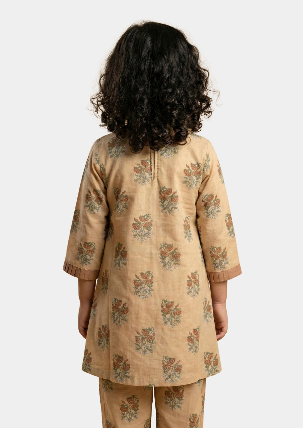Vintage Bloom 2-Piece Cotton Suit â€“ Beige & Rust Floral