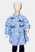 Girls' Floral Print Shirt with Bow | Stylish & Comfortable Kids' Top