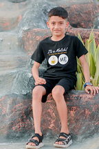 BOYS & GIRLS COTTON JERSEY PRINTED T-SHIRT BLACK