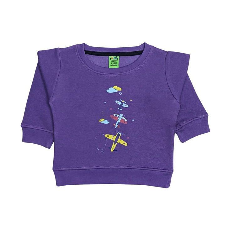 INFANT BOYS FLEECE PRINTED SWEATSHIRT - PURPLE