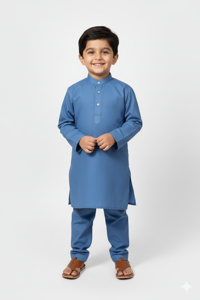 Boys' Serene Blue Kameez Shalwar Suit