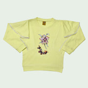 GIRLS COTTON TERRY PRINTED SWEATSHIRT - LEMON