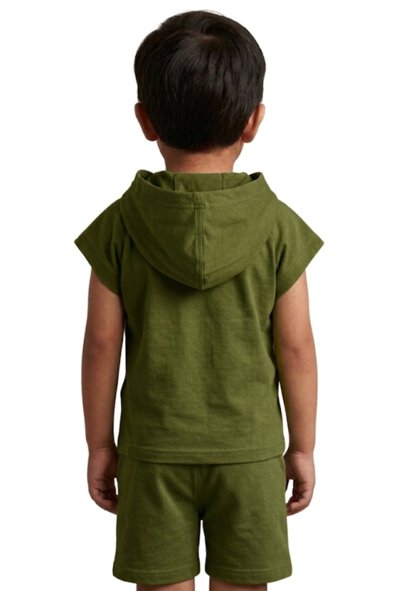 Olive Green Cargo Hoodie & Shorts