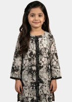 Monochrome Shibori Print Girls Frock â€“ Single Shirt