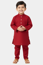 Elegant Red Boys’ Kurta Pajama – Classic 2 Piece Traditional Suit