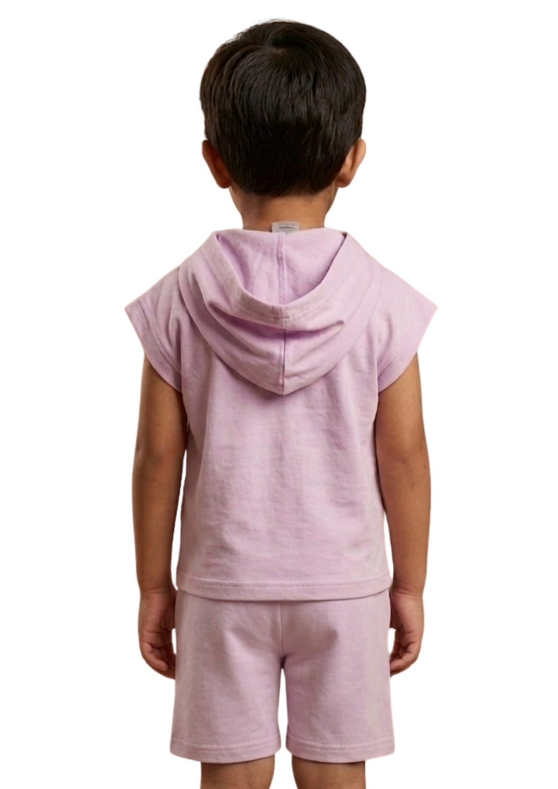 Boy's Lilac Short-Sleeve Hoodie & Shorts Set