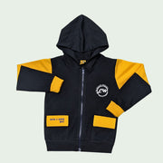 Boys Two-Tone Hoodie with Flap Pockets - Black/Yellow