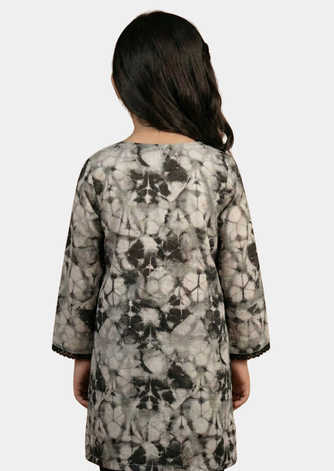 Monochrome Shibori Print Girls Frock â€“ Single Shirt