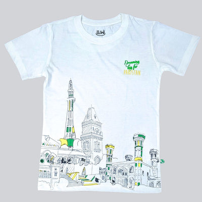 BOYS & GIRLS PRINTED DREAMING BIG FOR PAKISTAN PC JERSEY - WHITE