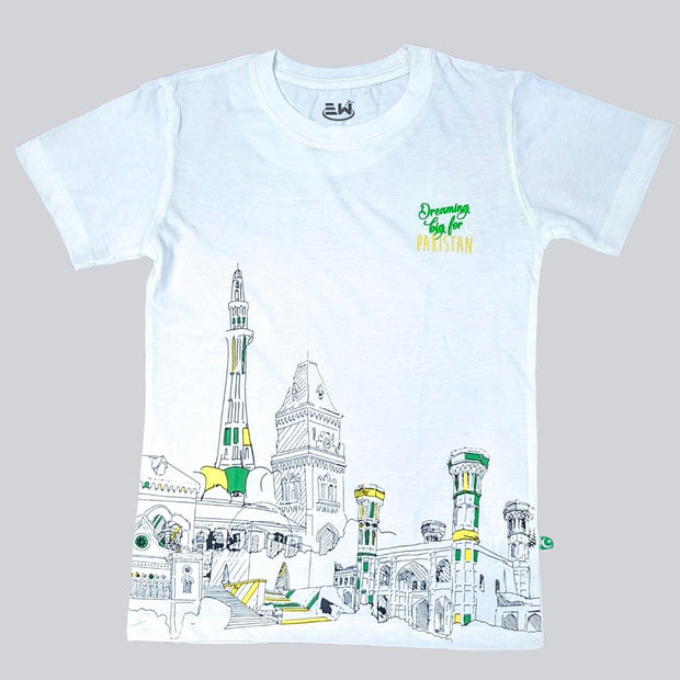 BOYS & GIRLS PRINTED DREAMING BIG FOR PAKISTAN PC JERSEY - WHITE