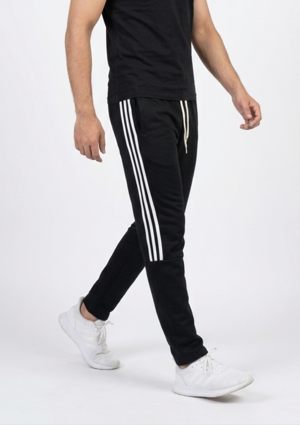 Men’s Black Terry Activewear Trousers – Adidas Logo, 240-260 GSM