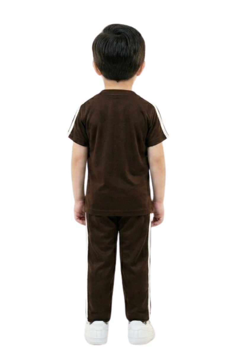 Boys' EW Branded Brown T-Shirt & Track Pants 2-Piece Set