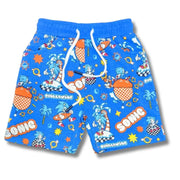 Boys stylish all over printed royale blue short