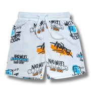 Boys stylish all over printed white short