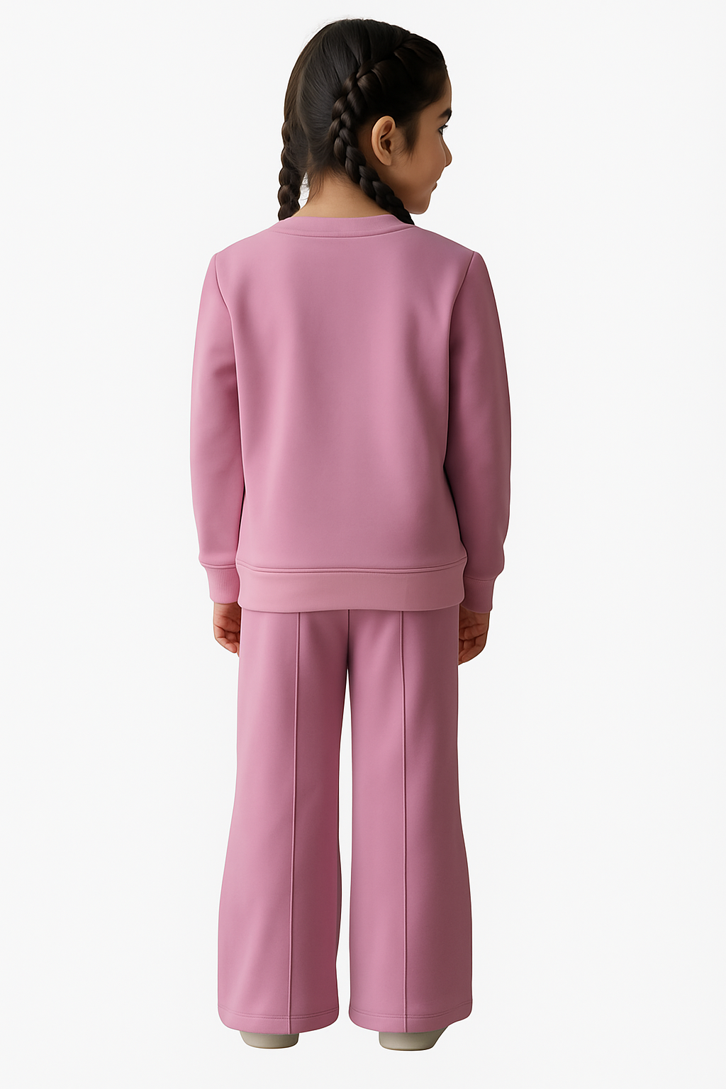 BABY GIRLS RUFFLE TRIM TOP & FLARE LEG TROUSER - PINK