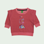 INFANT BOYS & GIRLS FLEECE PRINTED SWEATSHIRT - CARROT RED