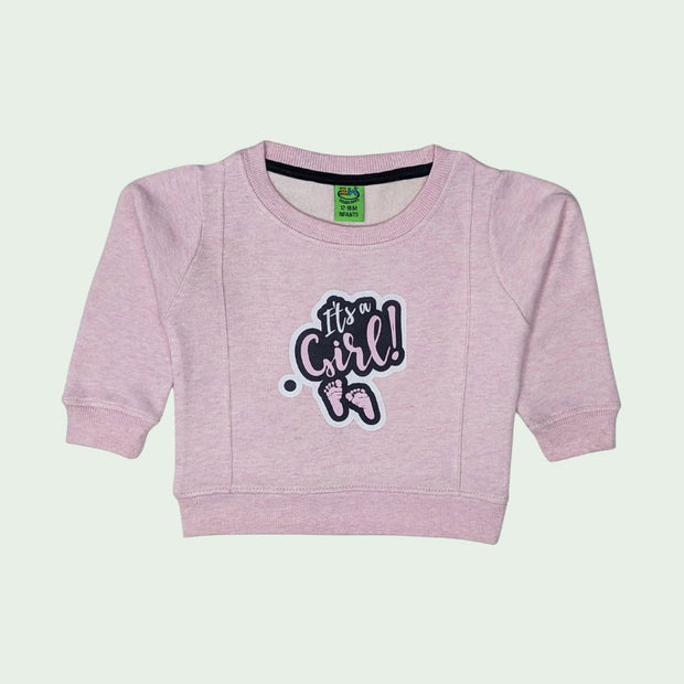 INFANT GIRLS FLEECE PRINTED SWEATSHIRT - PINKISH