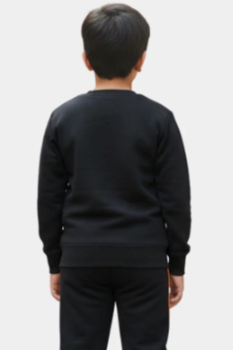 Ignite Their Style: "On The Edge" Kids' Dynamic Black Sweatshirt