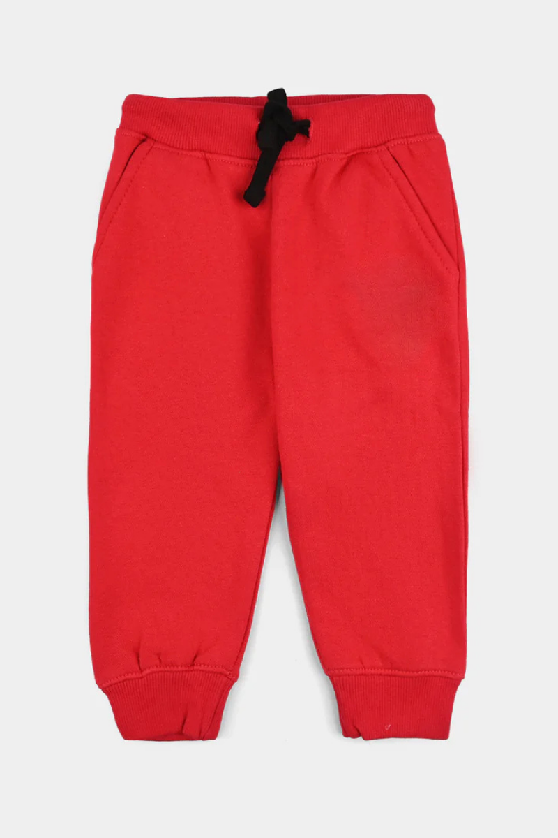 BOYS AND GIRLS TERRY PRINTED PAJAMA - D.RED