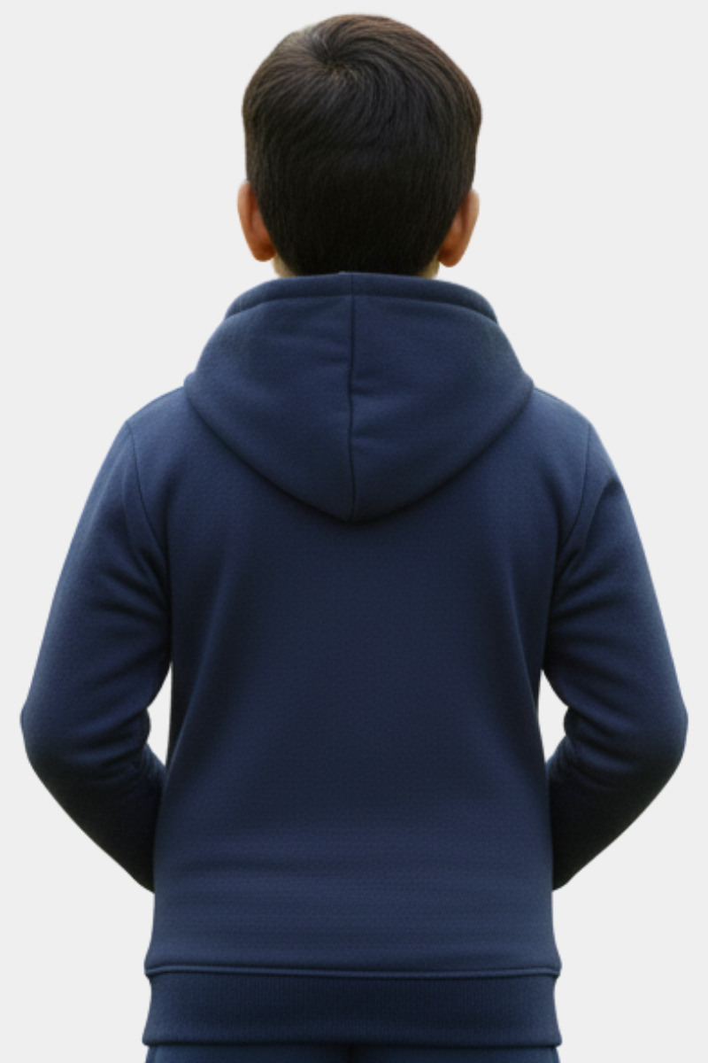 Kids' Neon Lined Full-Zip Hoodie - Navy & Lime Green
