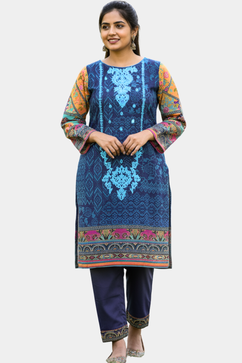 Sunshine Bloom: Multi-Print Khaddar Suit