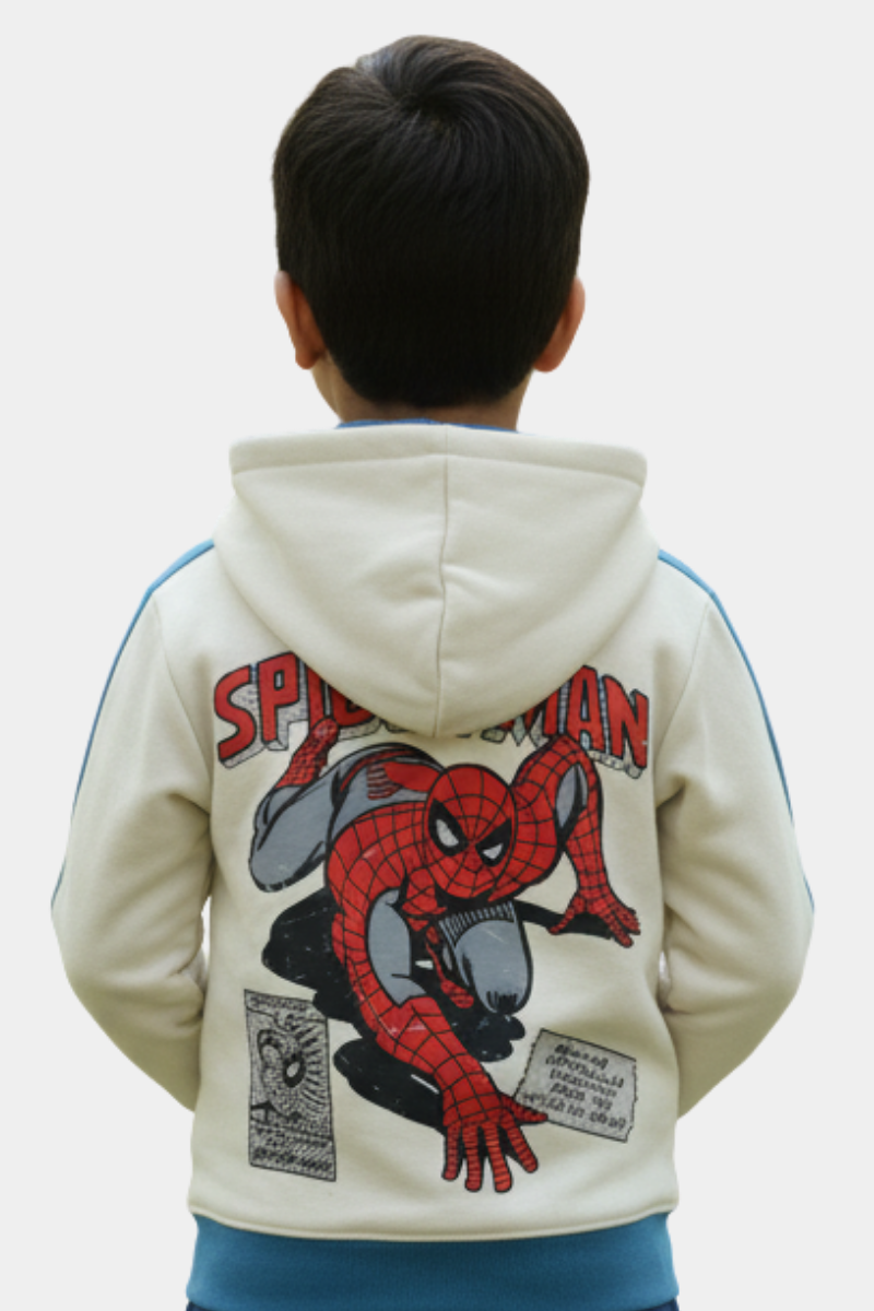 Kids' Spider-Man Full-Zip Hoodie - Marvel Cream & Blue