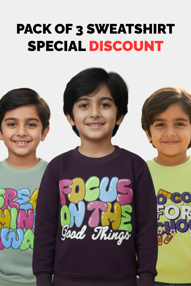 Kids' Pack of 3 Terry Sweatshirts - Special Discount Offer